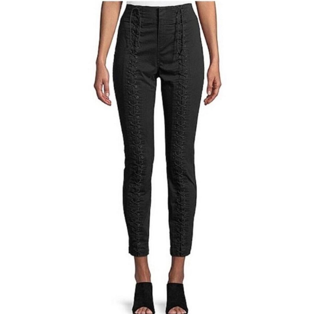 A.L.C. | Kerrigan Lace-up Skinny Leg Twill Ankle Pants Edgy Black Size 8 NWT